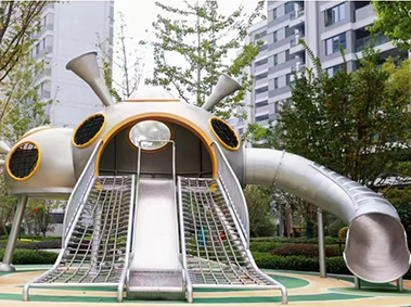 贵州小区太空不锈钢造型儿童滑梯