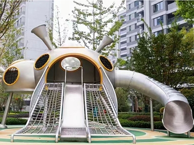 贵州小区太空不锈钢造型儿童滑梯