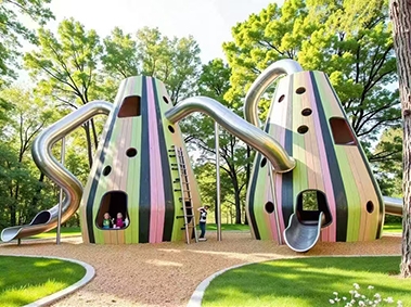 湖南公园不锈钢大型滑筒