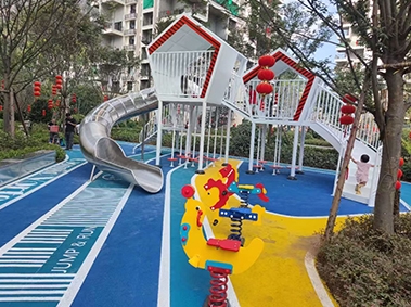 四川内江小区儿童不锈钢游乐滑梯
