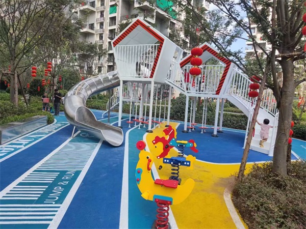 四川内江小区儿童不锈钢游乐滑梯